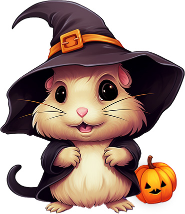 Gerbil dressed as a Halloween witch